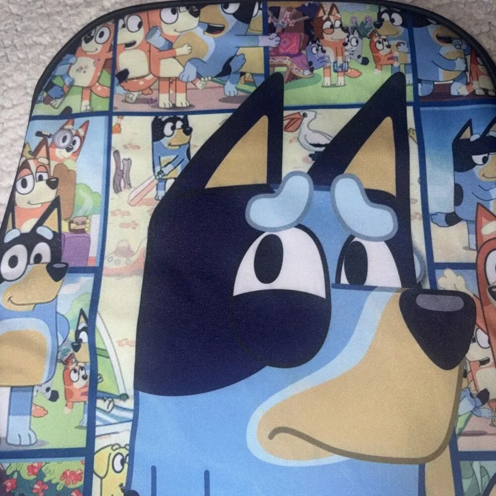 Bluey Kids Backpack 16” Bluey & Family Comic Panel Printed School Book Bag NWOT